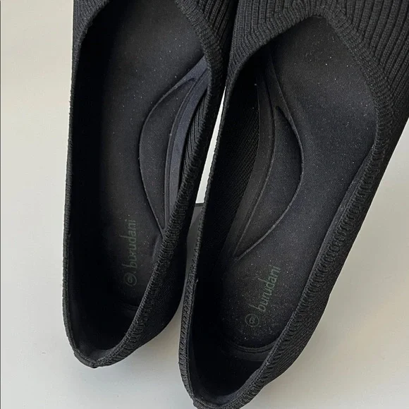 BURUDANI Knit Block Heel square toe pumps black 9 - Picture 8 of 8